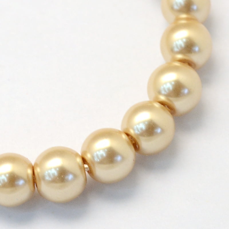 20Strand Baking Painted Pearlized Glass Pearl Round Bead Strands 6~7mm Hole: 1mm