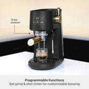 Thyme & Table Barista Mini Espresso Machine with 15-Bar Pressure and Steam Wand, Slate Grey