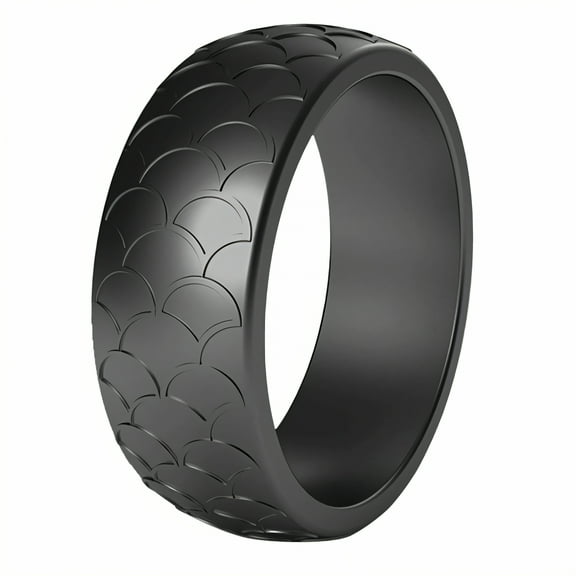 DESIGNICE Silicone Rings for Him,Seamless Fit Men Silicone Wedding Bands,Muted Surface Rubber Rings,Gray