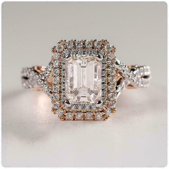 2Ct Emerald Cut Lab-Created Diamond Art Deco Women's Engagement Ring 14K Rose Gold Plated Silver