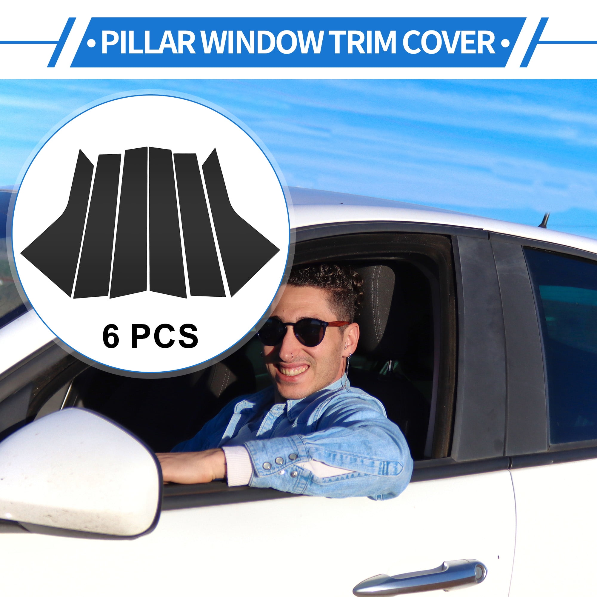 Unique Bargains 6 Pcs Door Pillar Window Trim for Cadillac XT5 2017-2023 Front Rear Black