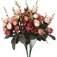 thumbnail image 1 of Paquete de 2 ramos de flores artificiales Houda, flores de seda, hojas, rosas, ramos para decoración de bodas Vhermosa QH-887, 1 of 4