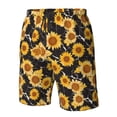 thumbnail image 2 of Yiaed Black Marble Pattern Sunflower Print Men's Swim Trunks with Lining Quick Dry Sports Shorts Beach Shorts Boardshorts-Small, 2 of 5