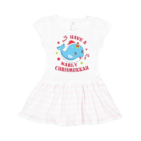 

Inktastic Have a Narly Chrismukkah with Cute Narwhal and Candy Canes Gift Toddler Girl Dress