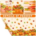 thumbnail image 3 of HOWAF 3 Pack Fall Thanksgiving Tablecloth, Happy Thanksgiving Pumpkin Maple Leaves Rectangle Disposable Waterproof Plastic Table Cover for Hello Fall Autumn Harvest Decoration Supplies, 54”x108”, 3 of 7