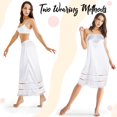 thumbnail image 3 of Vestido largo de encaje satinado Yahenda de media pierna para mujer, x2, 3 of 6