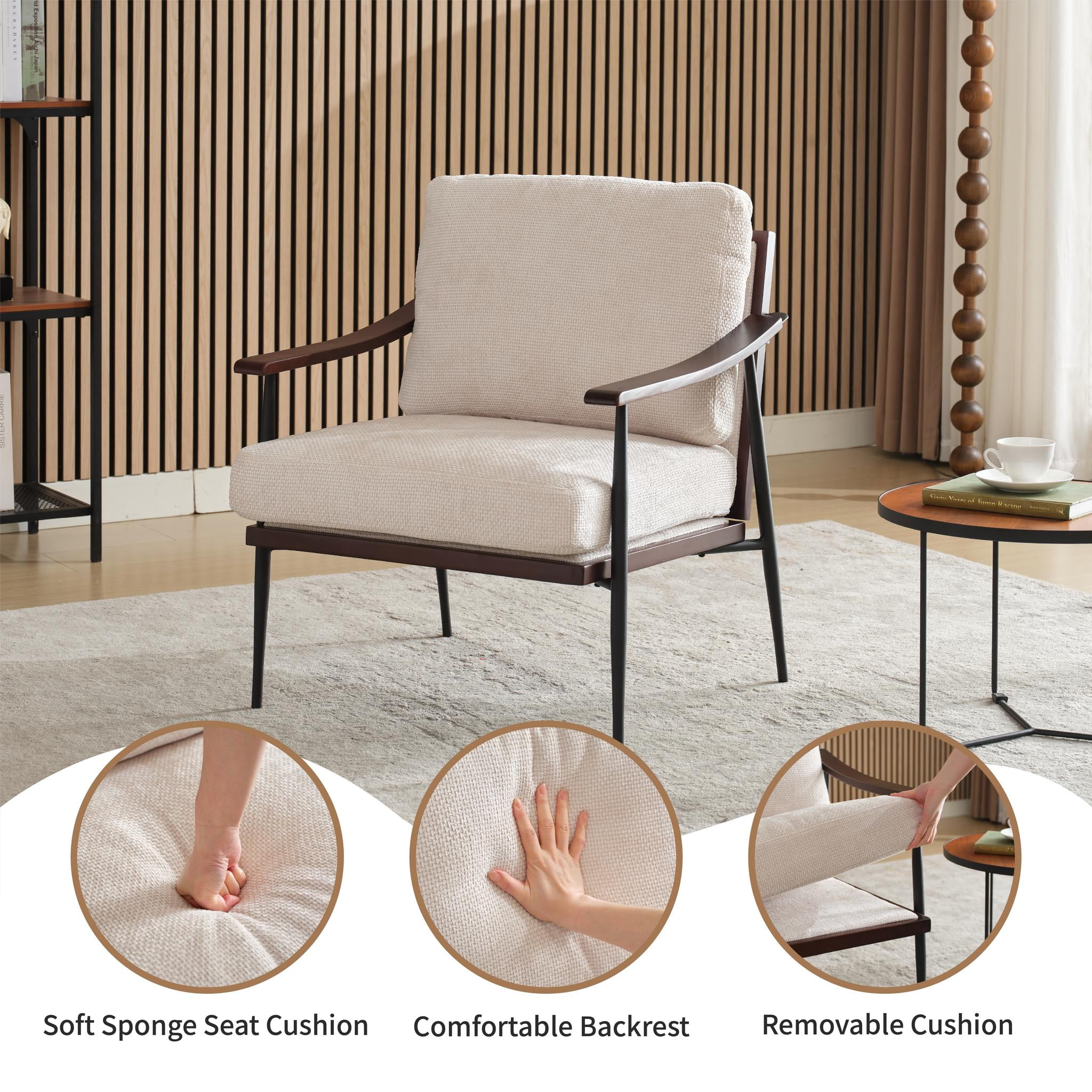 Howcool Sling Accent Chair, Comfy Vanity Chair with Removable Cushion and Storage Bag for Living Room, Bedroom, Office