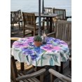 thumbnail image 2 of Outdoor Table Cloth with Umbrella Hole and Zipper, Purple Pink Flowers Waterproof Round Tablecloth 60 Inch, Farmhouse Watercolor Floral Washable Table Cover for Outside Party Patio Picnic, 2 of 8