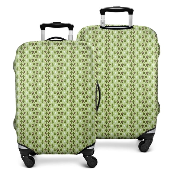 Green Bigfoot and Tree Pattern Luggage Cover Fashion Suitcase Cover Baggage Covers Fit 25-28 Inch Luggage (Go Travel)