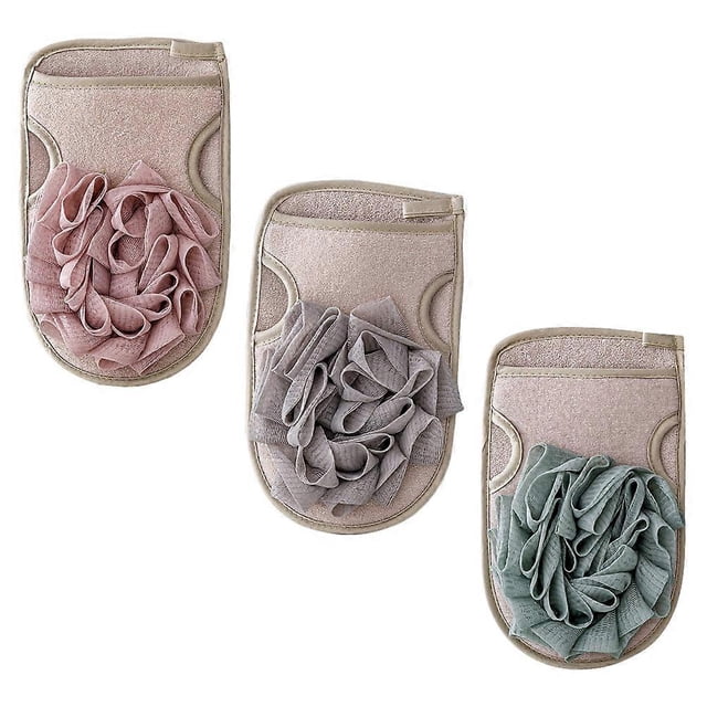 Body Scrub Bath Gloves Polyester Cotton Material Exfoliating Keratin For Skin Cleaning Green 23x14cm 3Pcs