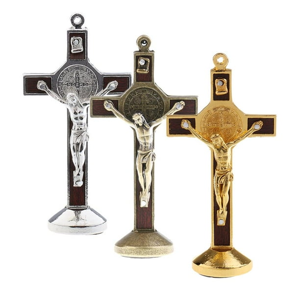 3 Piezas Crucifijo Jesucristo Cruz Estatua Estatuilla para Capilla de Del Coche