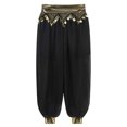thumbnail image 6 of Zaldita Women's Belly Dance Harem Pants Shiny Sequin Tassel Trouser Arabic Performance Loose Pants Black One Size, 6 of 7