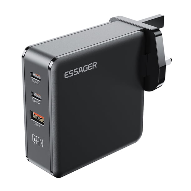 Cargador rápido PD de 140 W GaN para teléfonos móviles iPhone Huawei (enchufe negro del Reino Unido) Likrtyny Para estrenar