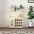 thumbnail image 2 of PIONEERWORKS 3-Tier Wine Bar Cabinet with Detachable Wine Rack and Storage Space, Buffet Cabinet with Glass Holder and Mesh Door, Sturdy MDF Construction for Dining Room Bar & Kitchen, 2 of 7
