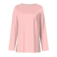 thumbnail image 4 of Fonma Women's Long Sleeve Crewneck Cotton Basic T-Shirt Solid Color Soft Comfy Casual Tops Fall Shirts for Women 2024 Light pink S, 4 of 5