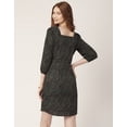 thumbnail image 2 of Moomaya Printed Short Dresses For Women, Button-Up Square Neck 3/4Th Sleeve Dress, 2 of 8