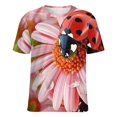 thumbnail image 5 of Ladybug Floral Print(2)-1 Women's Short Sleeve Tops Casual Blouses T Shirt, 5 of 6