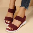 thumbnail image 1 of Zapatos de mujer de talla grande de verano, Sandalias planas tejidas con mosca con cinturón elástico informal para viaje en la espalda para mujer, 1 of 6