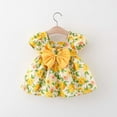 thumbnail image 2 of Jamsmile Baby Girls Dress Summer Cute Short Sleeve Flowers Print bowknot Casual Dress girls Tie Back Knot Beach Sundress, 2 of 5