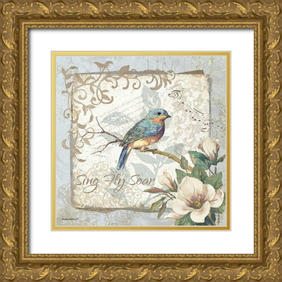 Phillips, Anita 26x26 Gold Ornate Wood Framed with Double Matting Museum Art Print Titled - Sing Fly Soar - Border