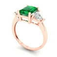 thumbnail image 2 of 2.82 ctw 3 Stone Anniversary Ring for Women | Emerald Cut Simulated Emerald | Hyperallergenic Solid 18K Rose Gold, 2 of 5