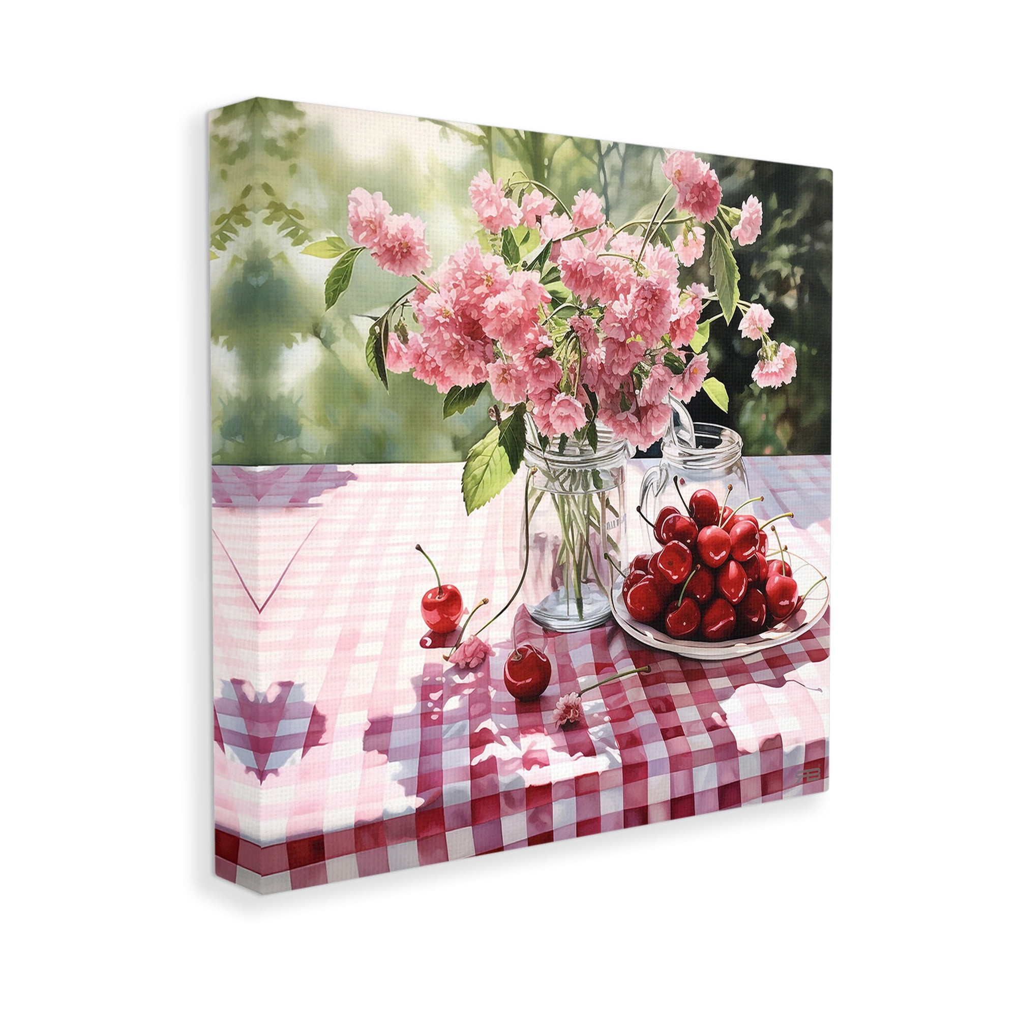 Stupell Industries Spring Snacks on Plaid Food & Beverage Painting Gallery Wrapped Canvas Art Print Wall Art, 17 x 17