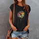thumbnail image 3 of Gibobby Playera de Manga Corta Casual Suave Mujeres Cap manga verano Casual Tops cuello en V Color sólido Casual camisas blusa holgada(Negro,XL), 3 of 4