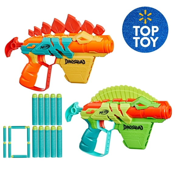 Nerf DinoSquad Stego Duo Kids Toy Blasters Set for Boys and Girls with 2 Blasters and 10 Darts, Only At Walmart