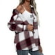 thumbnail image 1 of Chaqueta de mujer con cuadros y botones, chaqueta de transición oversize, sobrecamisa de manga larga, blusa, abrigo, chaqueta camisera, chaqueta vaquera estilo boyfriend, 1 of 6