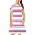 thumbnail image 2 of GERsome Girls Dresses Short Sleeve A-Line Crewneck Sundress Summer Swing Midi Dress for 4-14 Years Kids, 2 of 7