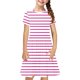 thumbnail image 2 of Odeerbi Niñas de Verano Vestido de Línea A Rayas Vestido de Columpio Vestido Elástico de Manga Corta Para Niños, 2 of 7