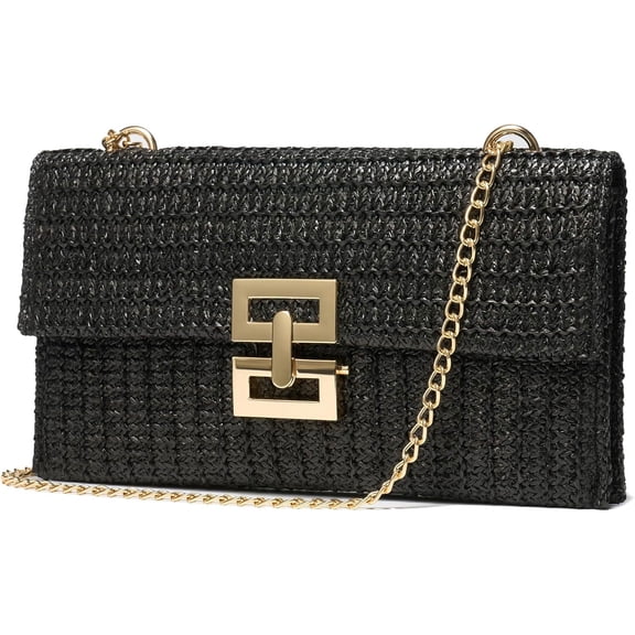 Straw Purse Woven Beach Bag Summer Clutch Purse Boho Crossbody Bags for Women Small Raffia Shoulder Bag