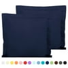 Flxxie 2 Pack Microfiber Euro Pillow Shams, Ultra Soft European Throw Pillow Covers, Decorative Square Pillow Cases, 26" x 26", Navy Blue