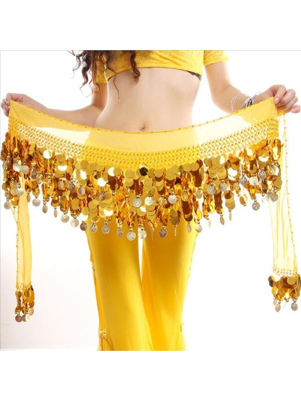 Chiffon Belly Dance Hip Sequin Scarf Multi Color Shimmy Belt Costume Wrap Tribal Dancing