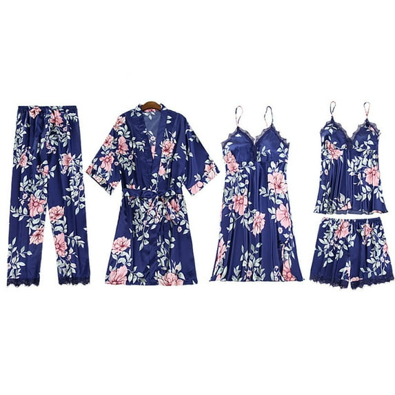 Kadahis Plus Size Lingerie For Women Fashion Satin Silk Pajamas Women Lace Nightdress Lingerie Robes Underwear Sleepwear Sexy