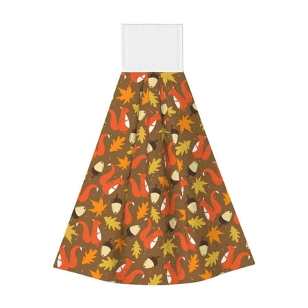 

Gaeub Squirrel Maple pine nut Print Hand Towels with Hook Hanging Tie Towels Coral Velvet Dishtowels for Bathroom Restroom Home Decor