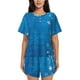 thumbnail image 1 of Balery Blue Christmas Conjunto de Pijama para Mujer con Estampado, Dos Piezas de Manga Corta y Shorts, Ropa de Dormir Suave con Cuello Redondo y Bolsillos-Large, 1 of 6