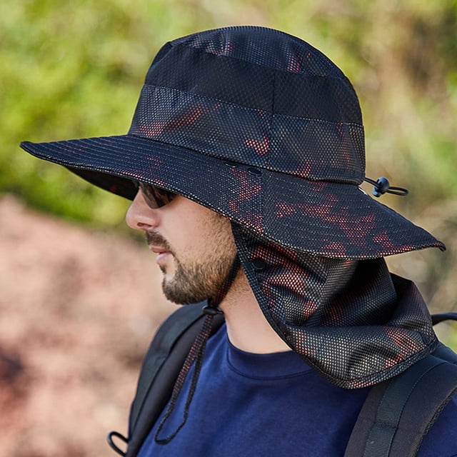 Polyester Hommes Chapeau de Seau Portable Respirant Pliable Mode Accessoire Poisson Alpinisme Coloré Élégant Réglable Coupe-Vent Randonnée Pêche Casquette Noir Gris