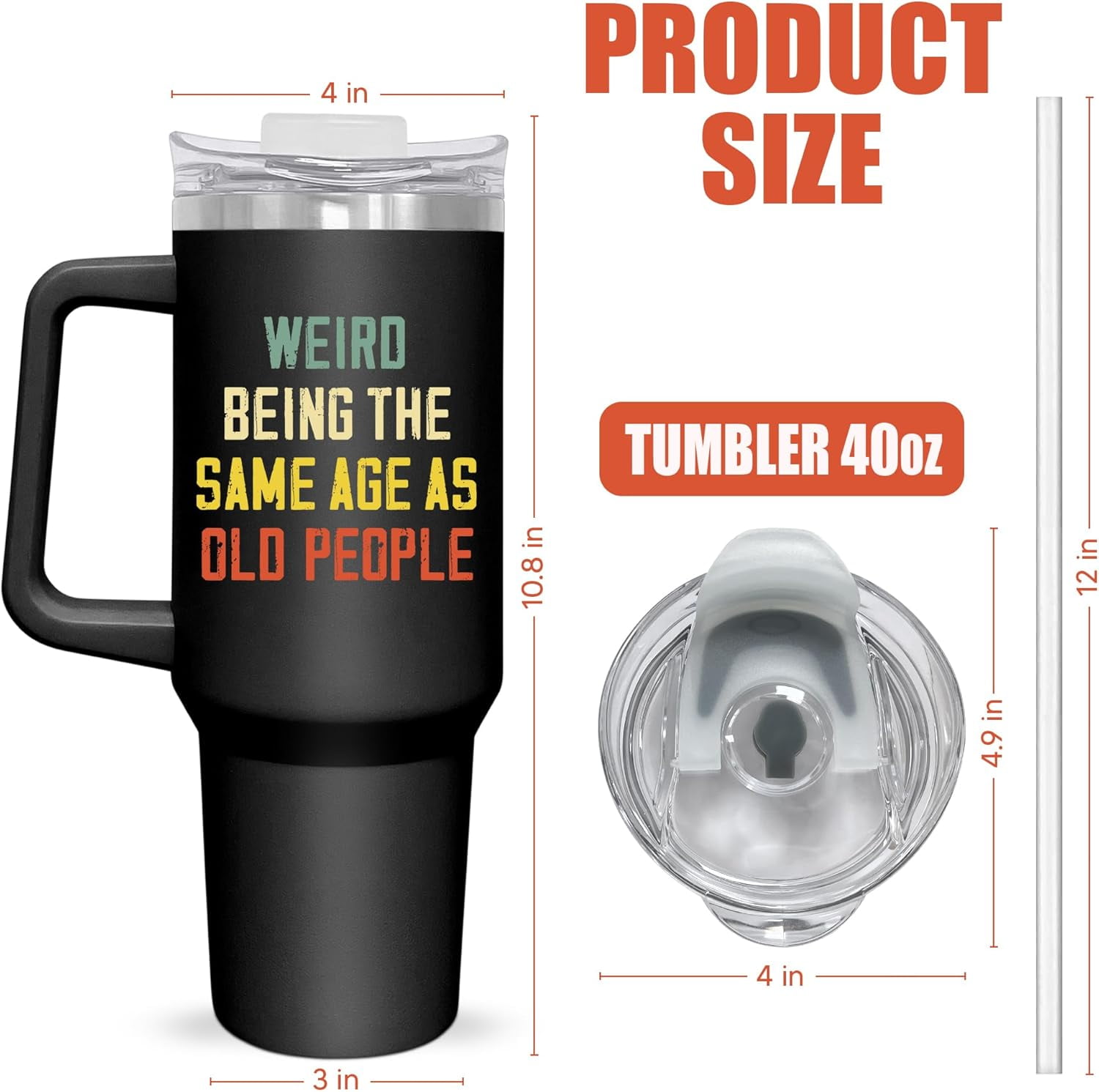 Birthday Gifts For Men Women - 40 Oz Stainless Steel Insulated Tumbler With Handle And Straw - Father's Day Birthday Gifts For Him Dad Grandpa Husband