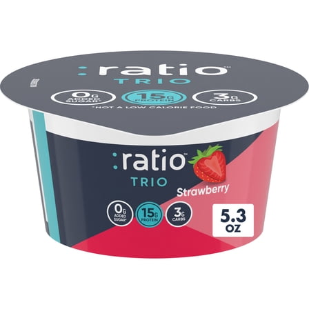 Ratio Trio Yogurt Cultured Dairy Snack, Strawberry, Keto Yogurt Alternative, 5.3 oz