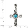 thumbnail image 4 of Auriga Fine Jewelry 925 Sterling Silver Antiqued Recon Turquoise Cross Pendant for Women, 4 of 6