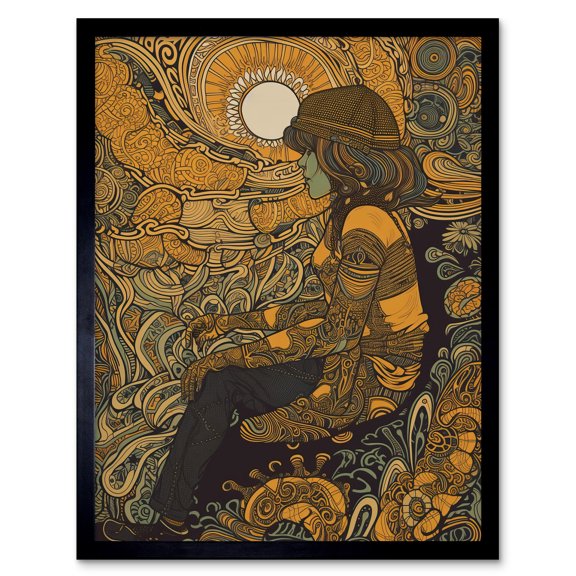 Part of The Worlds Tapestry Ornate Pattern Linocut Art Print Framed Poster Wall Decor 12x16 inch