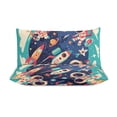 thumbnail image 3 of 3 Pcs Soft Bedding Set, Includes 1 Duvet Cover with Zipper And 2 Pillow,Shams Cartoon Space Astronaut Queen(90"×90"), 3 of 8