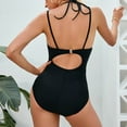 thumbnail image 2 of SWSMCLT Women's Plunge Travel Spaghetti Strap Swimwear One Piece Swimsuit Sexy Bathing Suit Summer Swimming Soft Black 14, 2 of 4