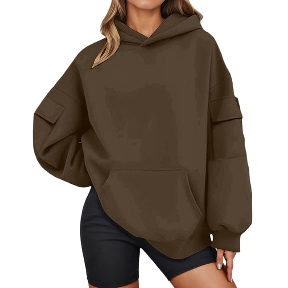 Hoodie for Women Coffee Oversized Hoodies Woman Long Sleeve Women's Hoodies Pullover Women's Fashion Hoodies & Sweatshirts S