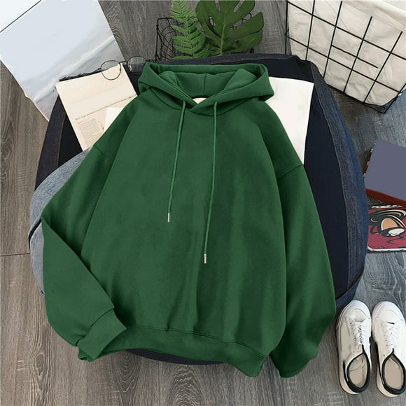 MSJUHEG Hoodies For Women Hoodie Cute Sweatshirt Kawaii Long Sleeve Hoodie Cotton Pullover Tops For Teen Girls Aesthetic Clothes Womens Hoodies Army Green Xxl