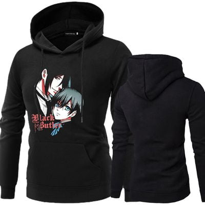 MichaelWare Mans Casual Black Butler Full Size Printing Pocket Hooded
