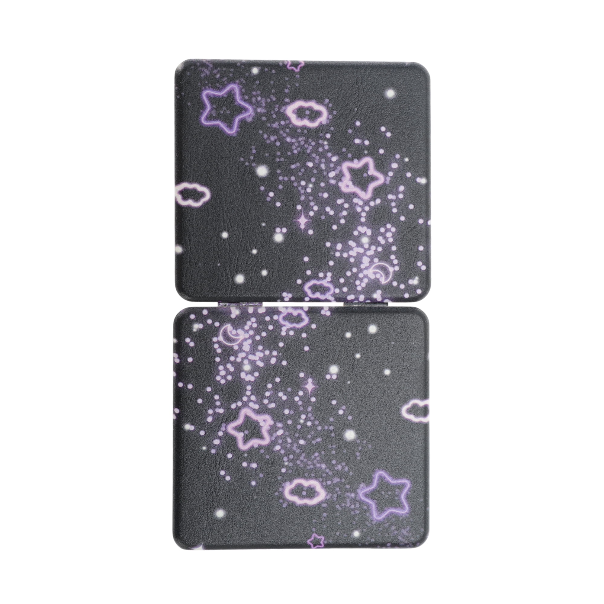 Unique Bargains Women Square Shape Handheld Mirror for Travel Black Purple 1 Pc