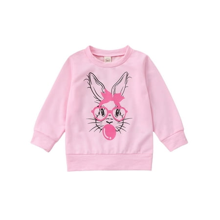

aturustex Infnat Baby Girls Easter Pullovers Top 6M 12M 18M 24M 3T Long Sleeve Round Neck Bunny Print Sweatshirts