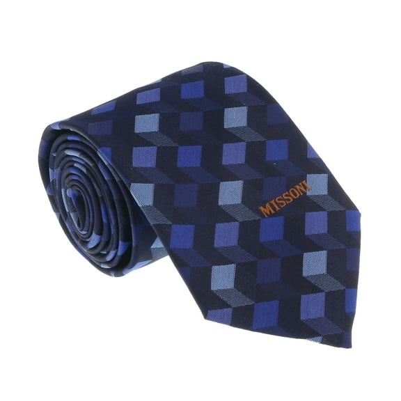 Missoni U5562 Navy/Silver Graphic 100% Silk Tie for mens
